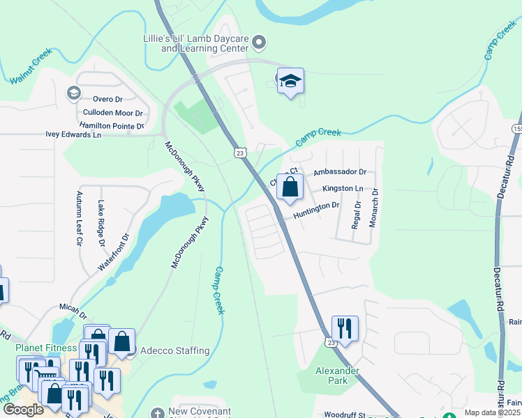 map of restaurants, bars, coffee shops, grocery stores, and more near 148 Rankin Circle in McDonough