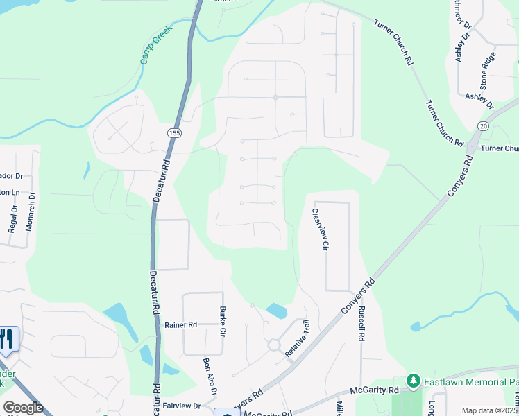 map of restaurants, bars, coffee shops, grocery stores, and more near 1013 Odelle Circle in McDonough