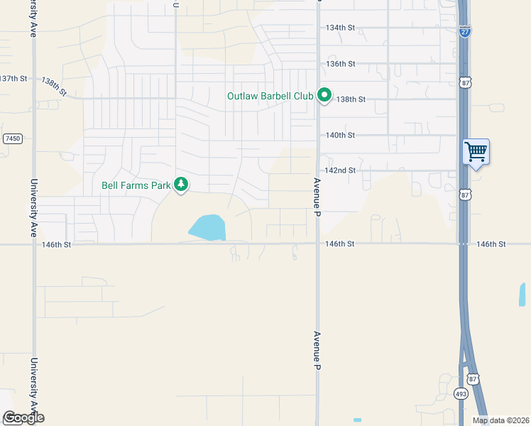 map of restaurants, bars, coffee shops, grocery stores, and more near 1707 County Road 7500 in Lubbock