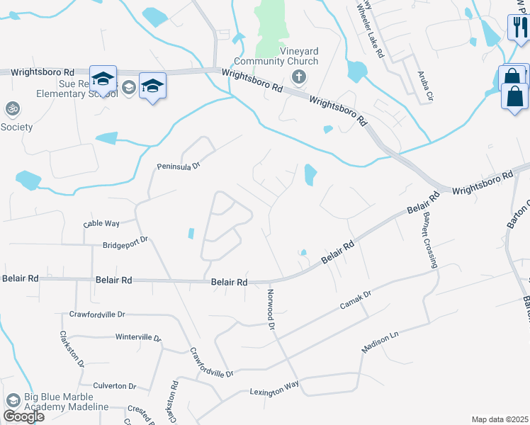 map of restaurants, bars, coffee shops, grocery stores, and more near 2921 Aylesbury Drive in Augusta