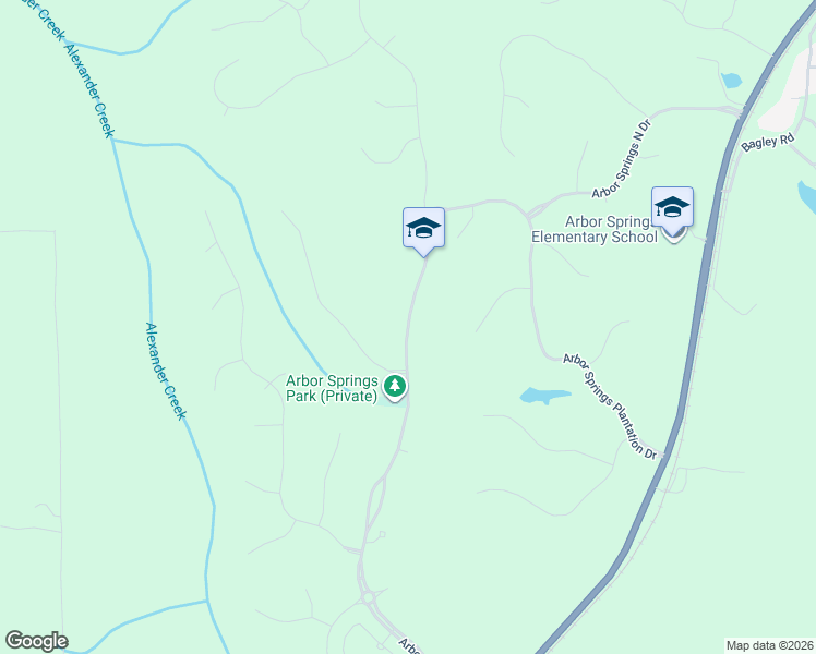 map of restaurants, bars, coffee shops, grocery stores, and more near Arbor Springs Parkway in Newnan