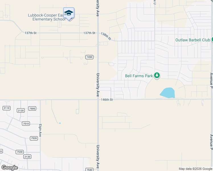 map of restaurants, bars, coffee shops, grocery stores, and more near 440 County Road 2200 in Lubbock
