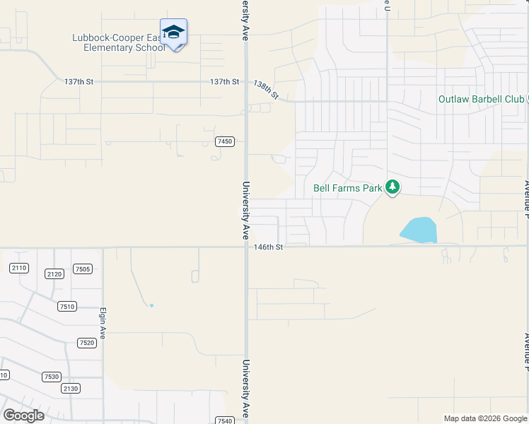 map of restaurants, bars, coffee shops, grocery stores, and more near 440 County Road 2200 in Lubbock