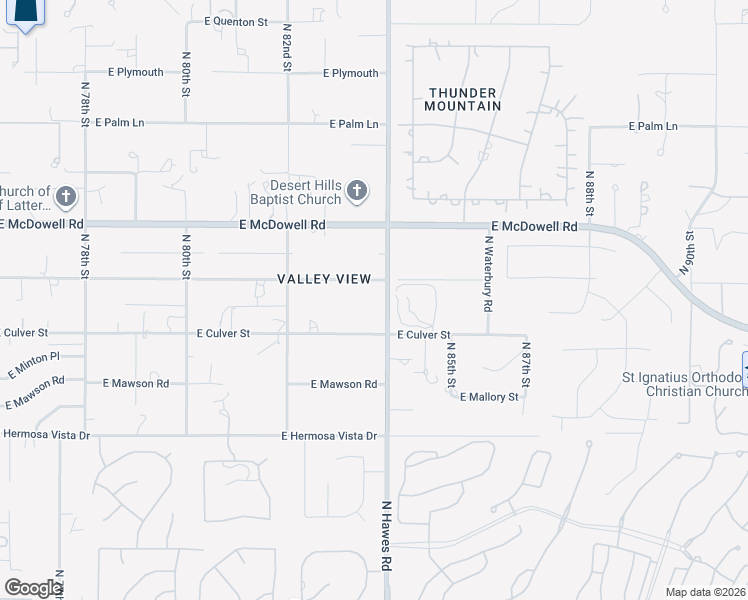 map of restaurants, bars, coffee shops, grocery stores, and more near 8317 East Willetta Street in Mesa