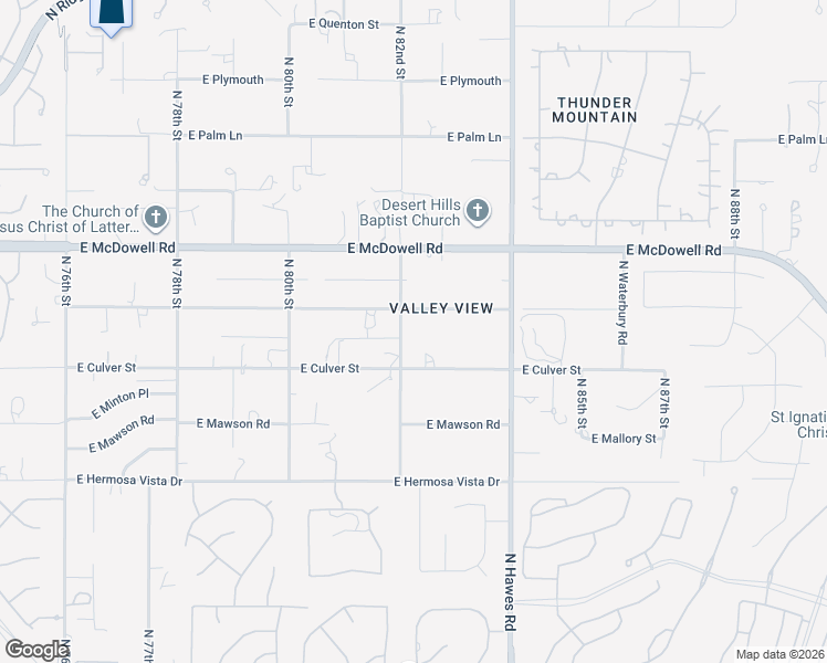 map of restaurants, bars, coffee shops, grocery stores, and more near 2633 North 82nd Street in Mesa