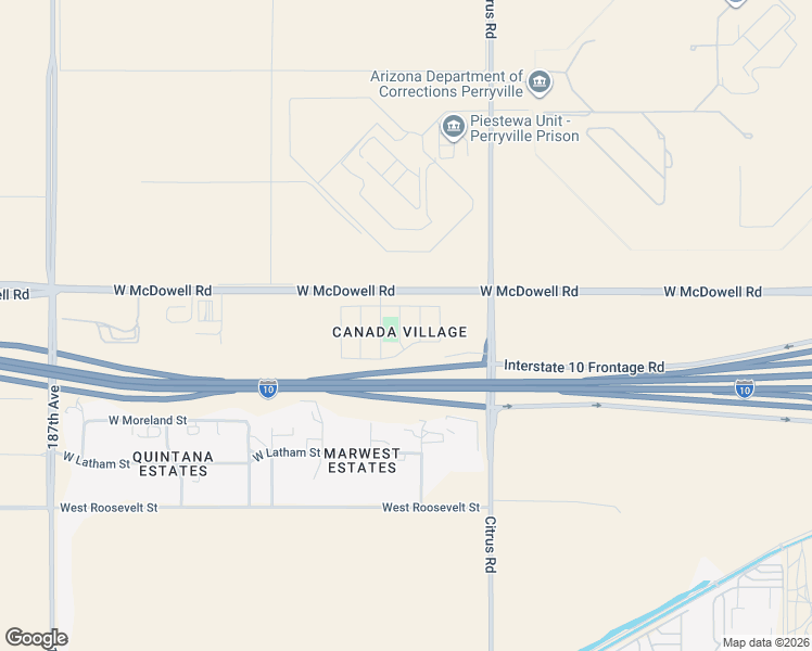 map of restaurants, bars, coffee shops, grocery stores, and more near 1513 North 180th Drive in Goodyear
