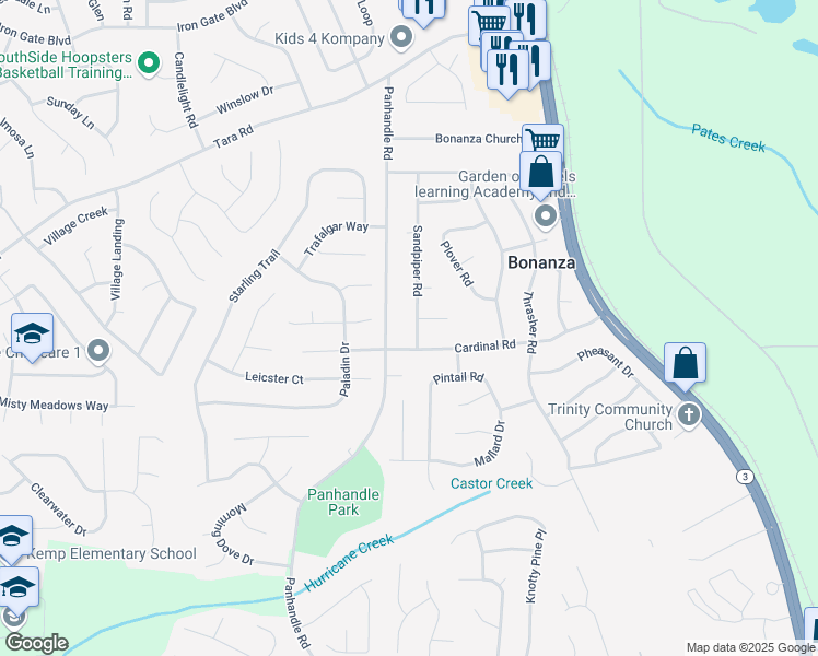 map of restaurants, bars, coffee shops, grocery stores, and more near 10685 Sandpiper Road in Jonesboro