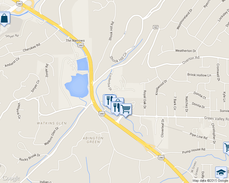 map of restaurants, bars, coffee shops, grocery stores, and more near 200 Heatherstone Ln in Birmingham