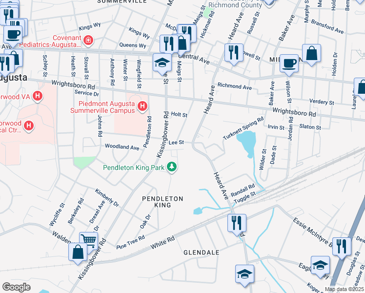 map of restaurants, bars, coffee shops, grocery stores, and more near 2113 Cresswell Drive in Augusta