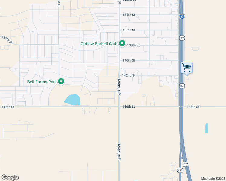map of restaurants, bars, coffee shops, grocery stores, and more near 14414 County Road 2300 in Lubbock