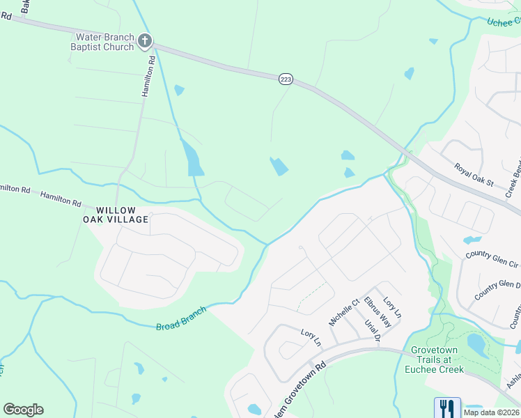 map of restaurants, bars, coffee shops, grocery stores, and more near 742 Fordham Road in Grovetown