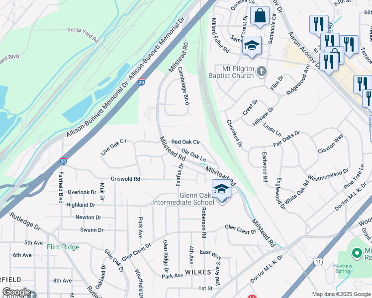 map of restaurants, bars, coffee shops, grocery stores, and more near 1124 Ole Oak Lane in Fairfield