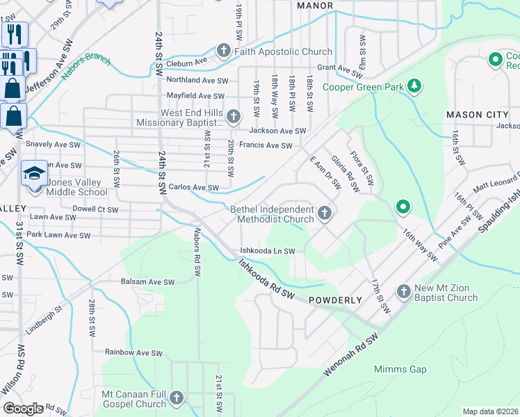 map of restaurants, bars, coffee shops, grocery stores, and more near 2005 Henry Crumpton Drive in Birmingham