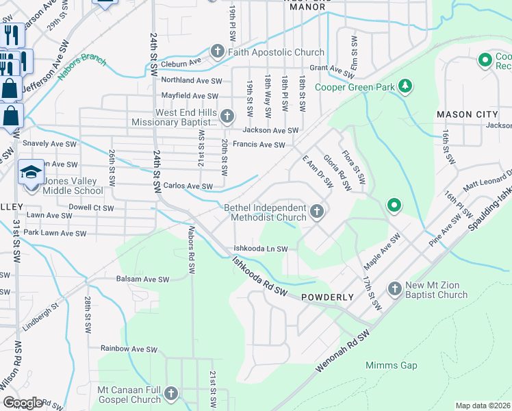 map of restaurants, bars, coffee shops, grocery stores, and more near 2001 Henry Crumpton Drive in Birmingham