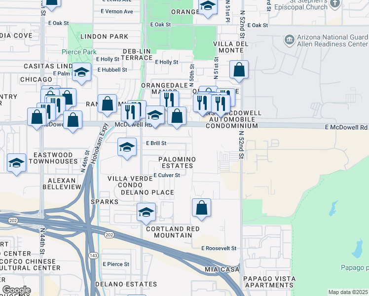 map of restaurants, bars, coffee shops, grocery stores, and more near in Phoenix