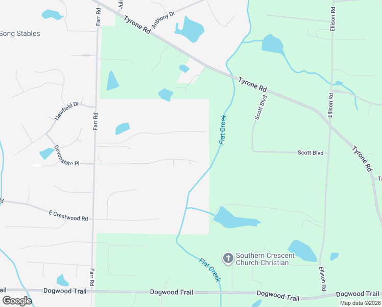map of restaurants, bars, coffee shops, grocery stores, and more near 270 Chimney Spring in Tyrone