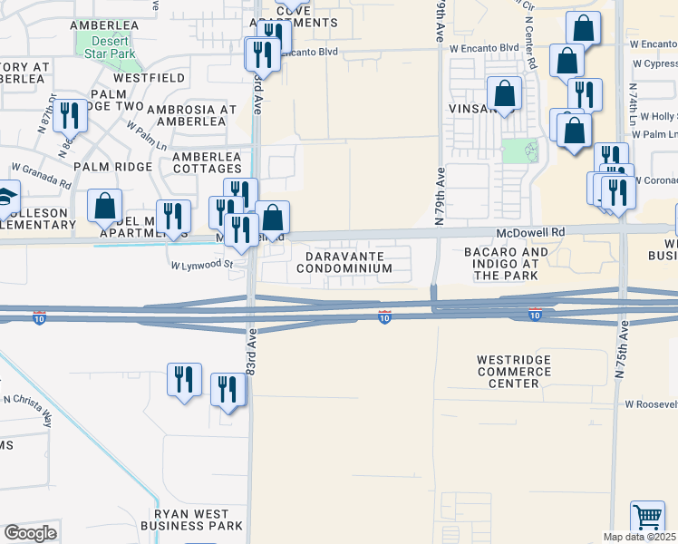 map of restaurants, bars, coffee shops, grocery stores, and more near 8145 West Groom Creek Road in Phoenix