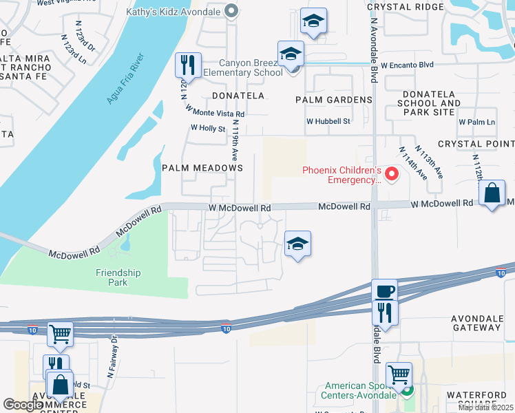 map of restaurants, bars, coffee shops, grocery stores, and more near in Avondale