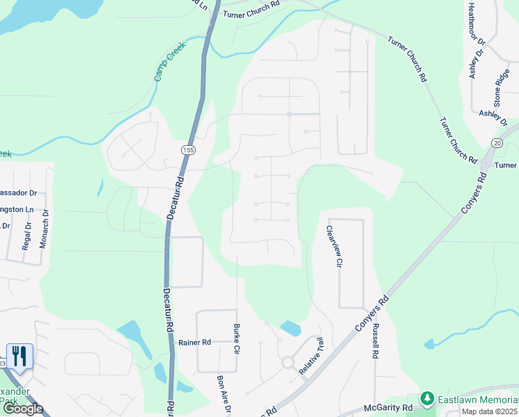 map of restaurants, bars, coffee shops, grocery stores, and more near 1001 Odelle Circle in McDonough