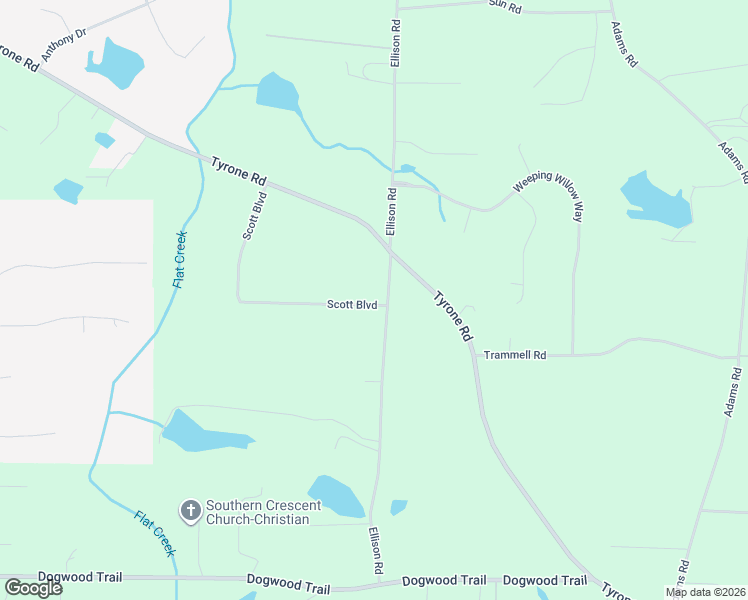 map of restaurants, bars, coffee shops, grocery stores, and more near 228 Ellison Road in Tyrone