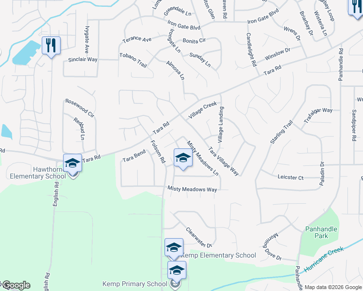 map of restaurants, bars, coffee shops, grocery stores, and more near 10668 Misty Meadows Drive in Hampton