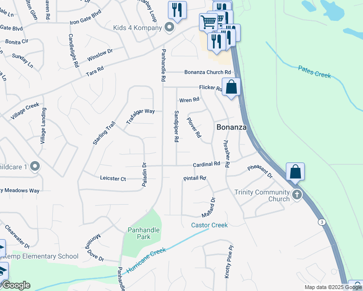 map of restaurants, bars, coffee shops, grocery stores, and more near 10664 Sandpiper Road in Jonesboro