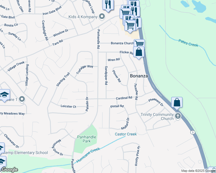 map of restaurants, bars, coffee shops, grocery stores, and more near 10664 Sandpiper Road in Jonesboro