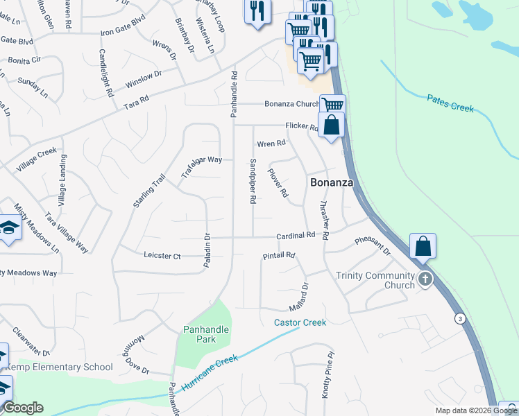 map of restaurants, bars, coffee shops, grocery stores, and more near 1558 Sandpiper Place in Jonesboro