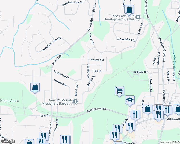 map of restaurants, bars, coffee shops, grocery stores, and more near 664 Coalfire Avenue in Hueytown