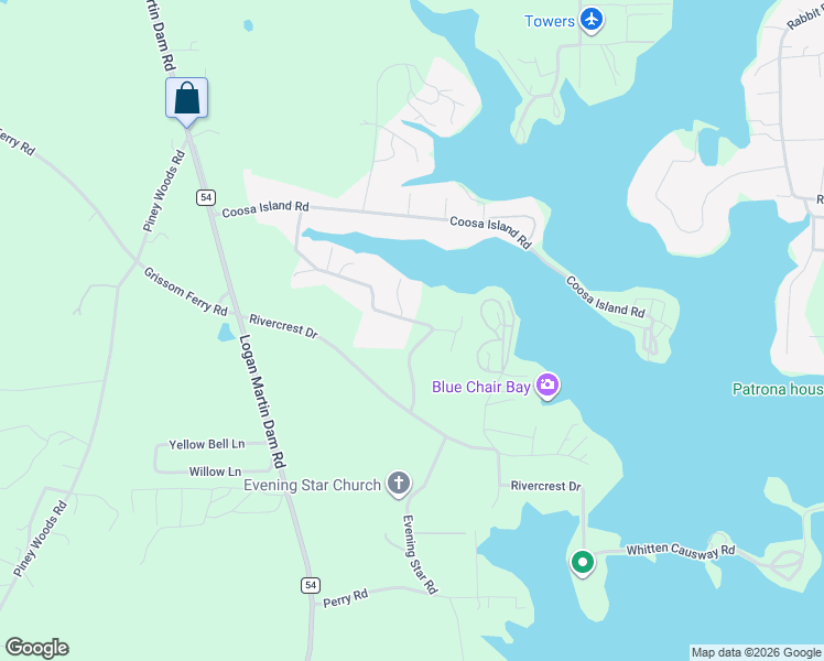 map of restaurants, bars, coffee shops, grocery stores, and more near 265 Shady Brook Lane in Vincent