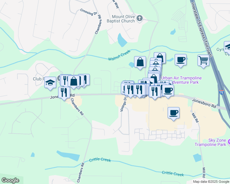 map of restaurants, bars, coffee shops, grocery stores, and more near in McDonough