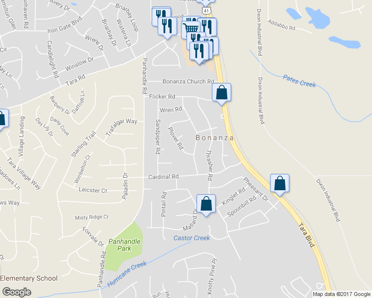 map of restaurants, bars, coffee shops, grocery stores, and more near 1606 Plover Road in Jonesboro