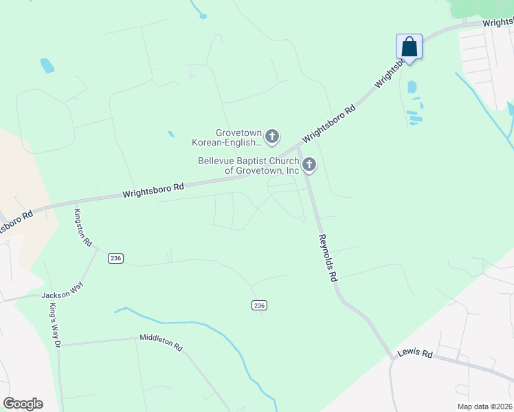 map of restaurants, bars, coffee shops, grocery stores, and more near 4721 Wrightsboro Road in Grovetown