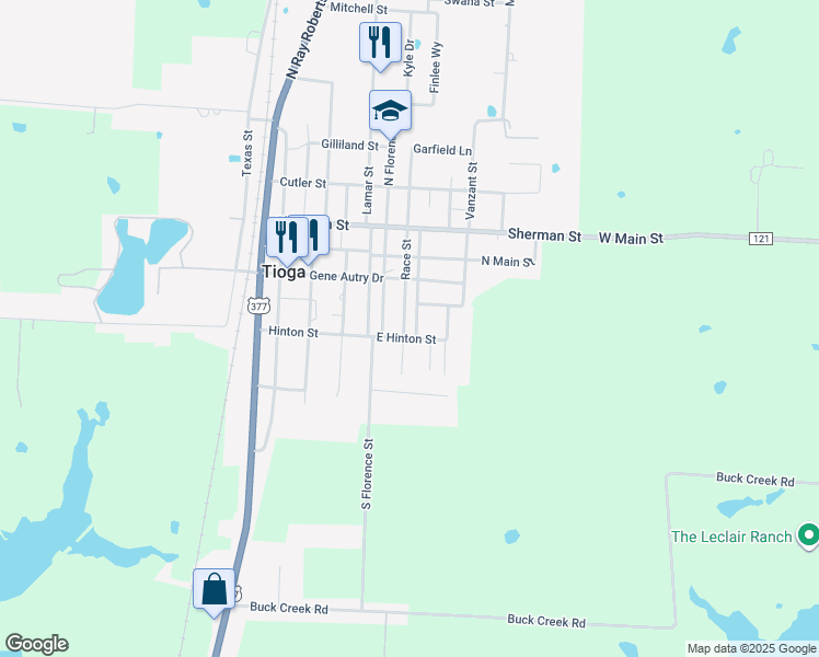 map of restaurants, bars, coffee shops, grocery stores, and more near 111 Race Street in Tioga