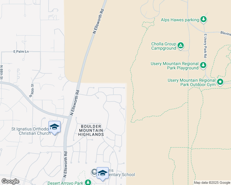 map of restaurants, bars, coffee shops, grocery stores, and more near 9450 East Nance Street in Mesa