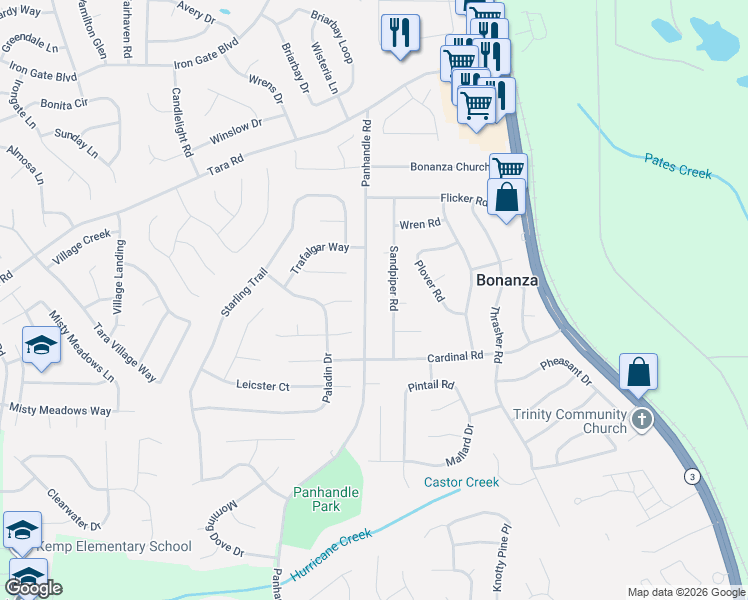 map of restaurants, bars, coffee shops, grocery stores, and more near 10639 Sandpiper Road in Jonesboro