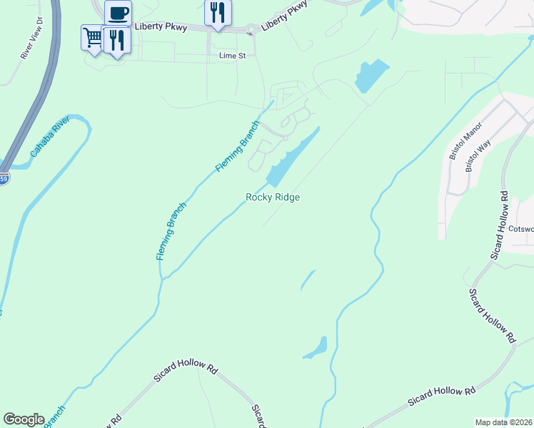 map of restaurants, bars, coffee shops, grocery stores, and more near 4246 Sicard Hollow Road in Vestavia Hills
