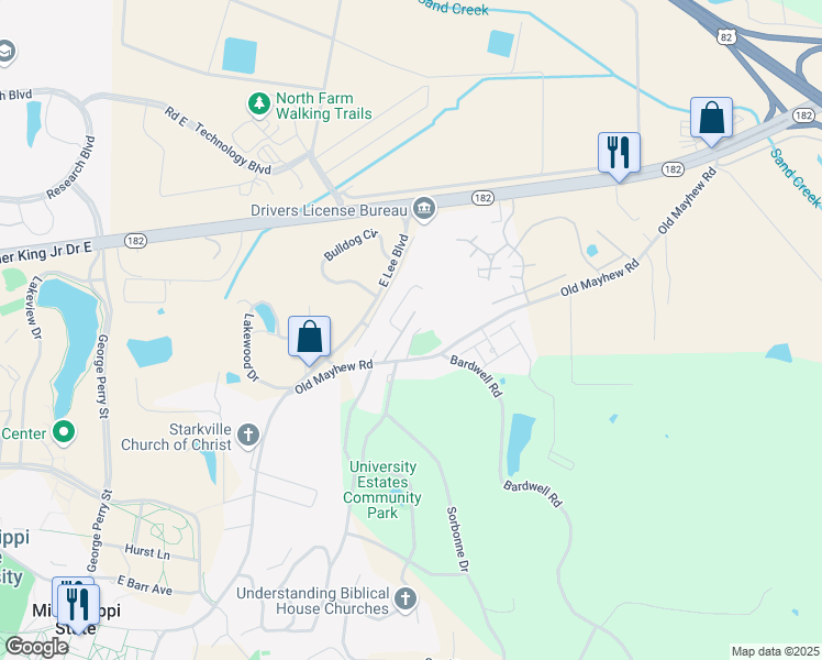 map of restaurants, bars, coffee shops, grocery stores, and more near 990 Old Mayhew Road in Starkville