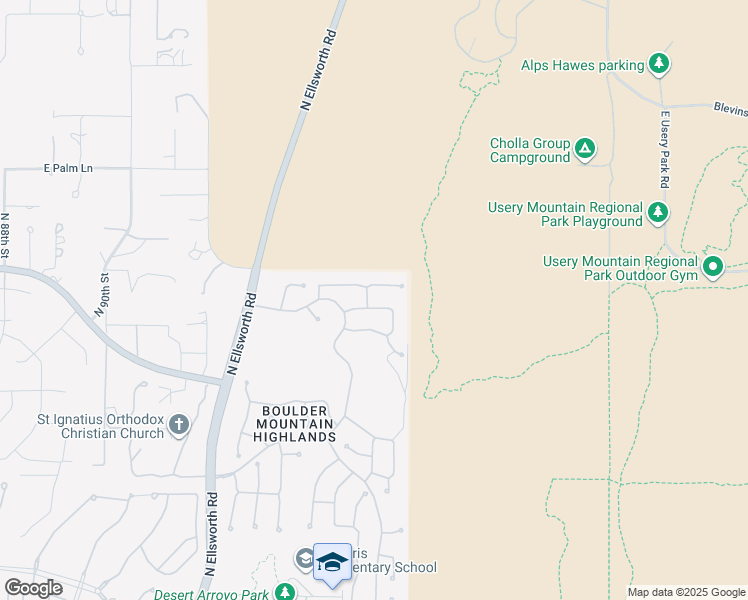 map of restaurants, bars, coffee shops, grocery stores, and more near 9450 East Nance Street in Mesa