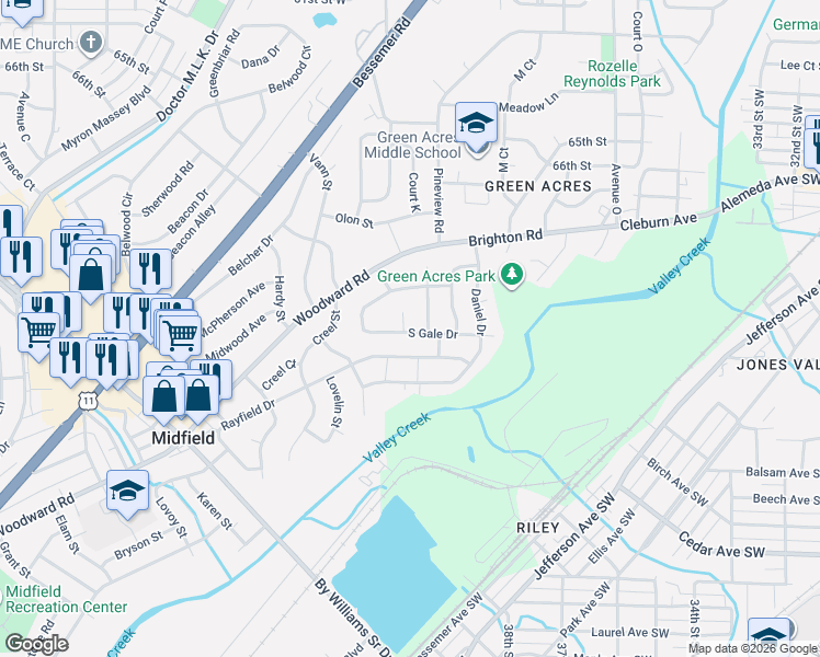 map of restaurants, bars, coffee shops, grocery stores, and more near 944 Ann Street in Birmingham