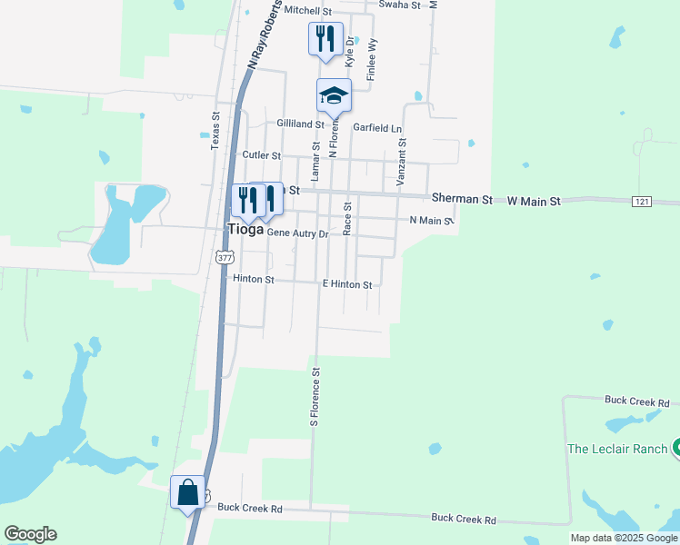 map of restaurants, bars, coffee shops, grocery stores, and more near 111 Race Street in Tioga