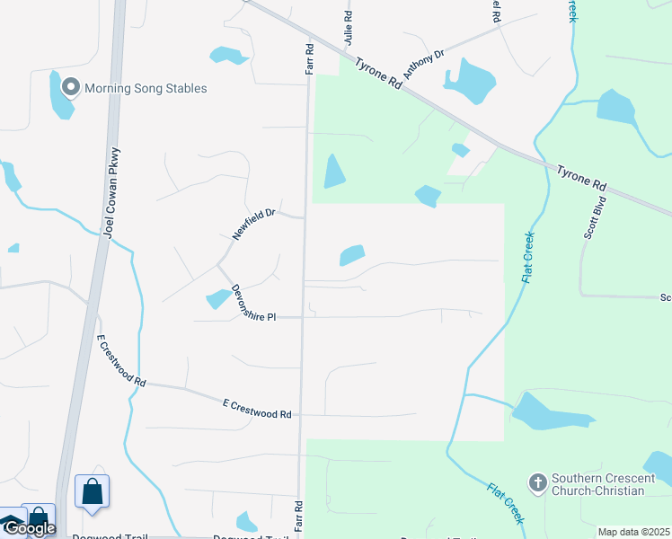 map of restaurants, bars, coffee shops, grocery stores, and more near 110 Farr Lake Drive in Tyrone