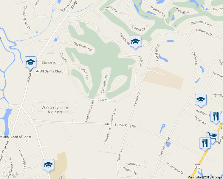 map of restaurants, bars, coffee shops, grocery stores, and more near 79 Mackinley Circle in Pawleys Island