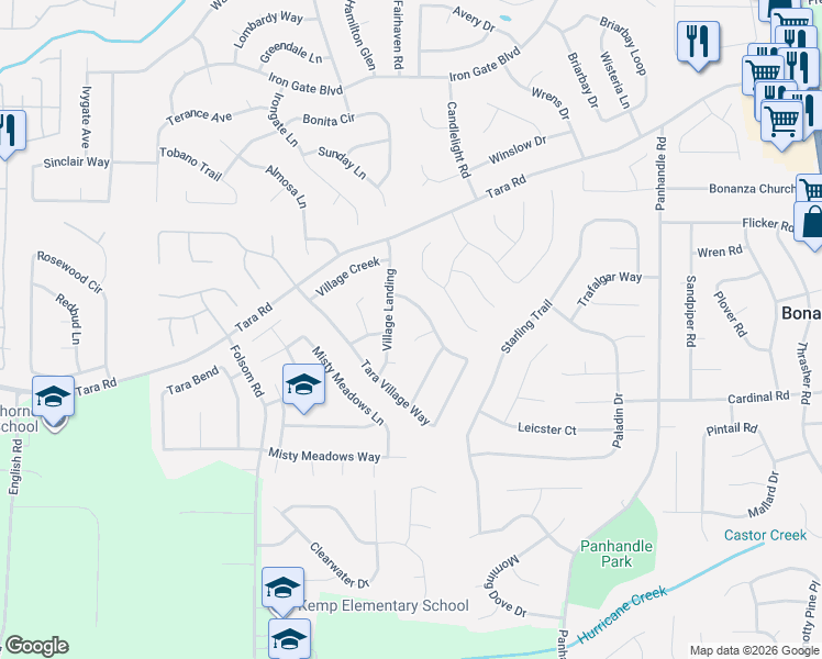 map of restaurants, bars, coffee shops, grocery stores, and more near 1200 Village Path in Jonesboro