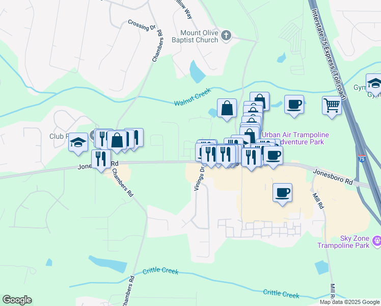 map of restaurants, bars, coffee shops, grocery stores, and more near Rubato Knoll in Henry County
