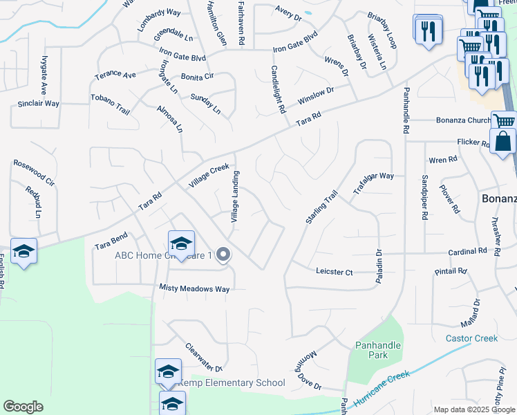 map of restaurants, bars, coffee shops, grocery stores, and more near 1226 Village Path in Jonesboro