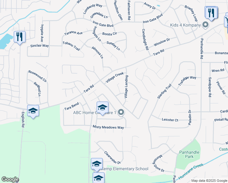 map of restaurants, bars, coffee shops, grocery stores, and more near 10650 Tara Village Way in Hampton