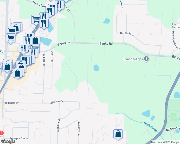 map of restaurants, bars, coffee shops, grocery stores, and more near 160 Allenwood Road in Fayetteville