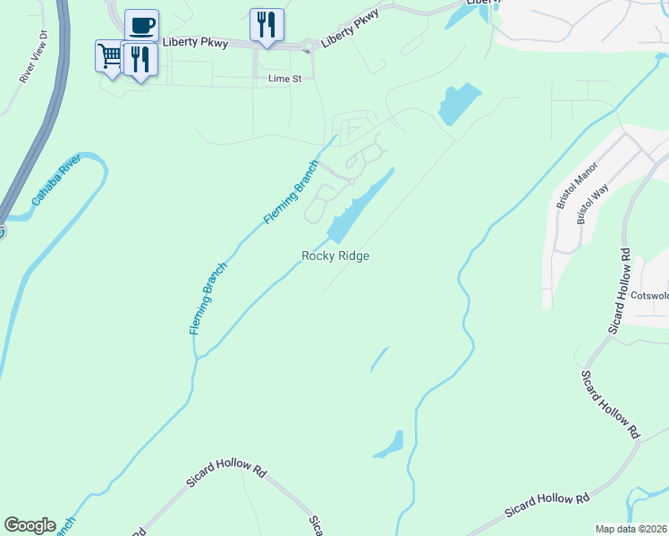 map of restaurants, bars, coffee shops, grocery stores, and more near 4246 Sicard Hollow Road in Vestavia Hills