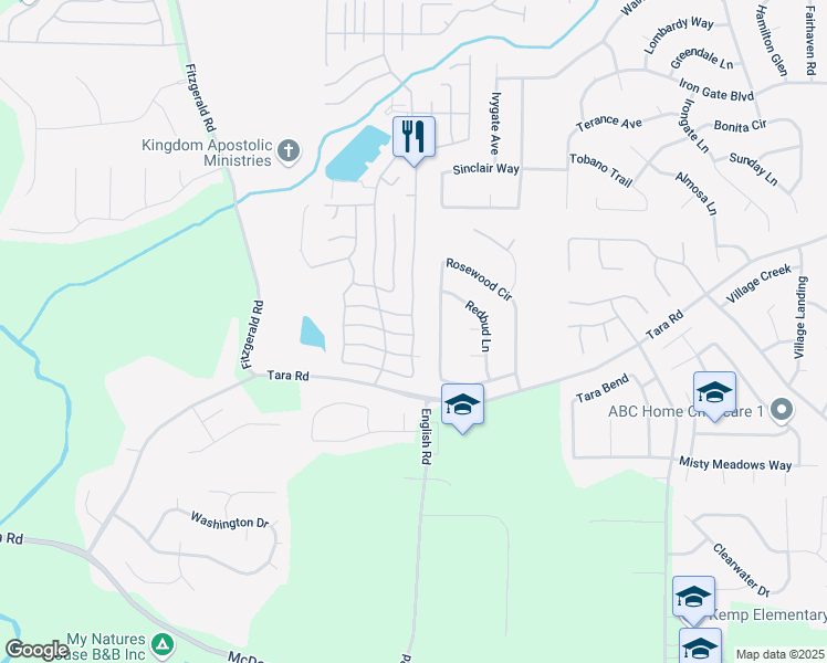map of restaurants, bars, coffee shops, grocery stores, and more near 127 Falcon Crest Trail in Jonesboro